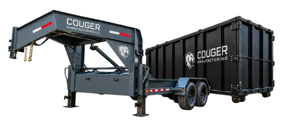 2026 Couger 16 foot 20K deratable gooseneck trailer with 25 yard roll off dumpster giveaway at Dumpster Expo 2026